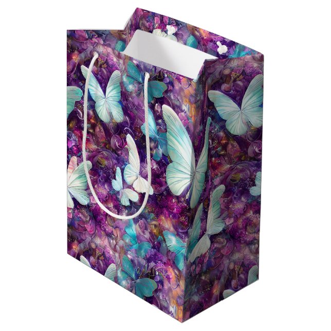 A Mystical Butterfly Series Design 7 Medium Gift Bag (Back Angled)