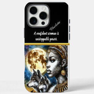 A mystical woman with wolves under the full moon iPhone 16 pro max case