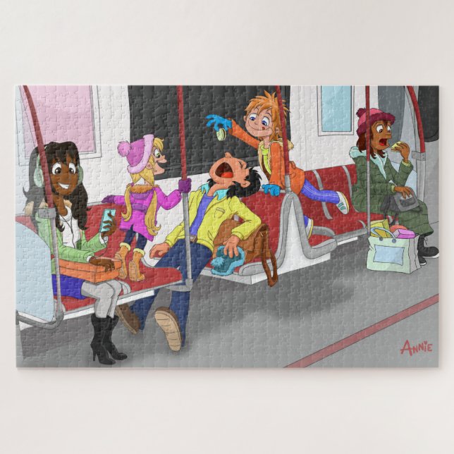 A naughty kid in  the Subway Jigsaw Puzzle (Horizontal)