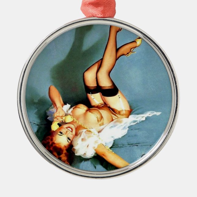 A Naughty Phone Call Metal Ornament (Front)
