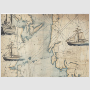 A Nautical Map Series Design 1 Tissue Paper