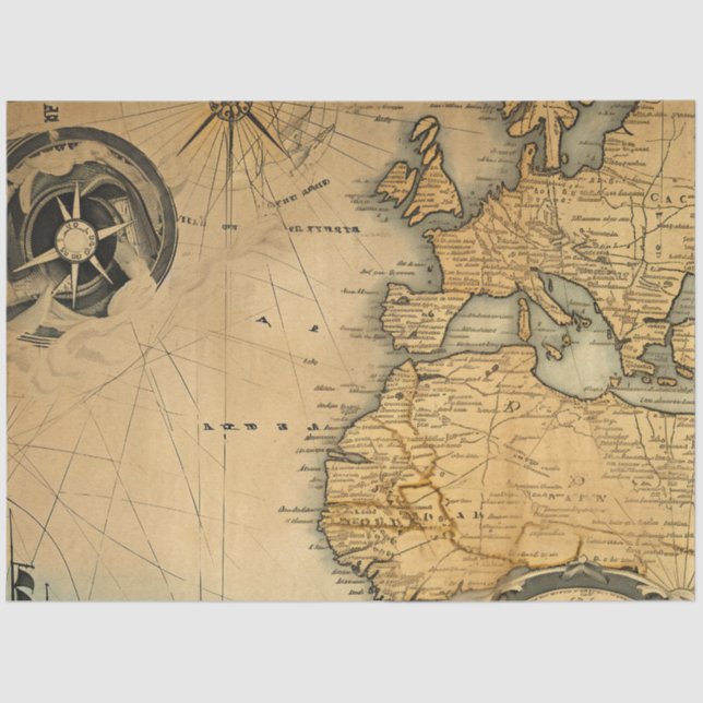 A Nautical Map Series Design 6 Tissue Paper (Front)