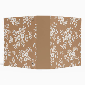 A Neutral beige tone with white flower pattern Binder