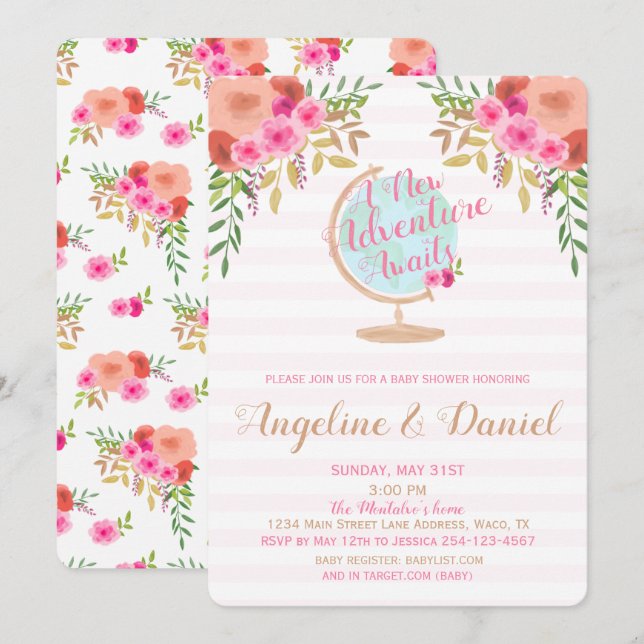 A New Adventure Awaits Baby Shower Invitation (Front/Back)