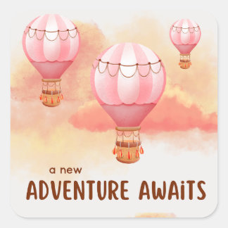 A New Adventure Awaits Sunset Square Sticker
