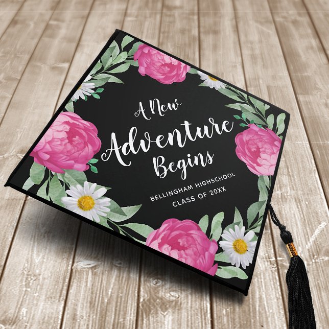 A New Adventure Begins Peony Wreath  Graduation Cap Topper (Creator Uploaded)