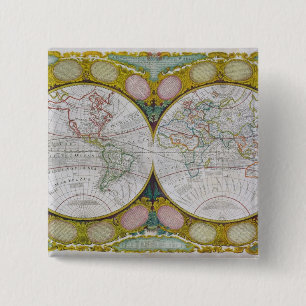 A New and Correct Map of the World, 1770-97 2 Inch Square Button