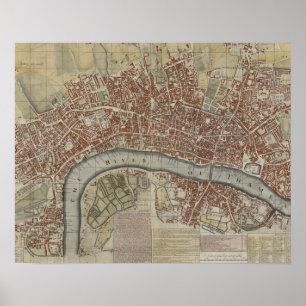 A New and Exact Plan of the Cities of London and W Poster