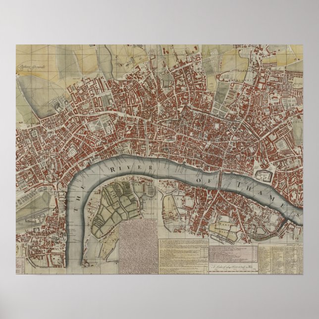 A New and Exact Plan of the Cities of London and W Poster (Front)
