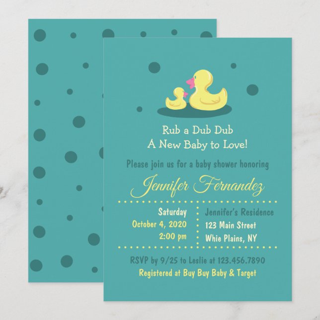 A new baby to Love Duck Baby Shower Invitation (Front/Back)