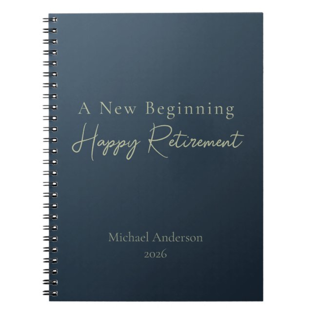 A New Beginning Elegant Personalized Retirement  Notebook (Front)