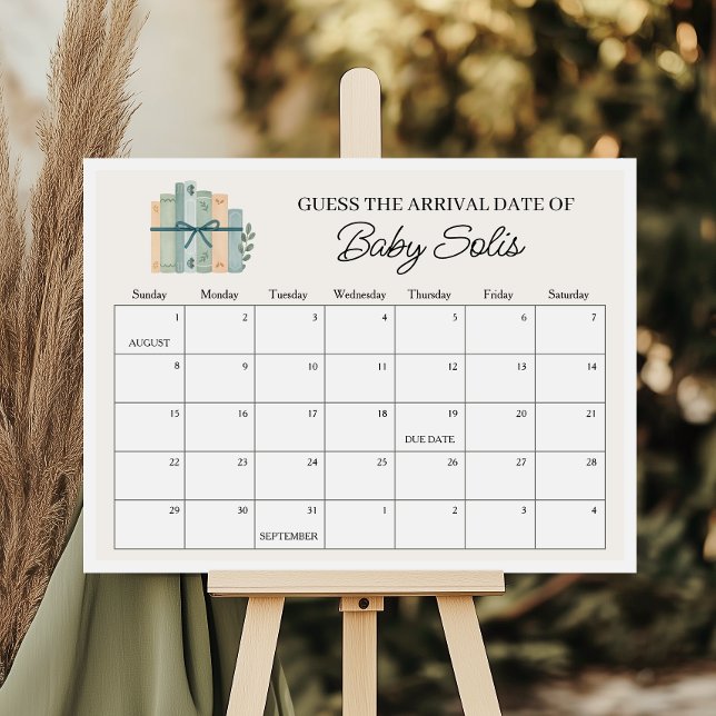 A New Chapter Baby Due Date Calendar Game Sign (Creator Uploaded)