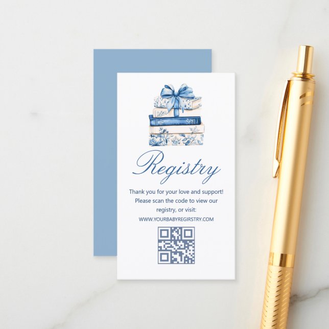 a new chapter baby Shower gift registry qr code  Enclosure Card (Front/Back In Situ)