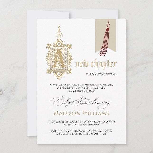 A New Chapter Baby Shower Invite (Front)