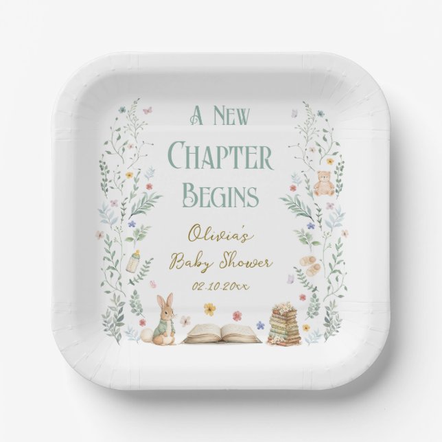 A New Chapter Baby Shower Paper Plate (Front)