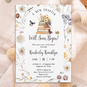 A New Chapter Baby Shower Storybook Wildflower Invitation