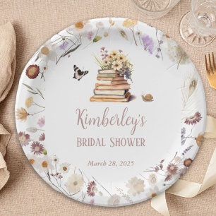 A New Chapter Baby Shower Storybook Wildflower Paper Plate