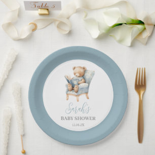 A New Chapter Begins Baby Shower Boy Paper Plate