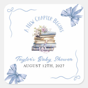 A New Chapter Begins Baby Shower Square Sticker