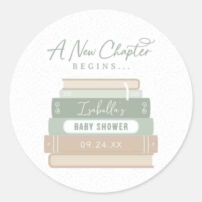 A New Chapter Begins Baby Shower Sticker (Front)