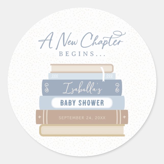 A New Chapter Begins Baby Shower Sticker (Front)