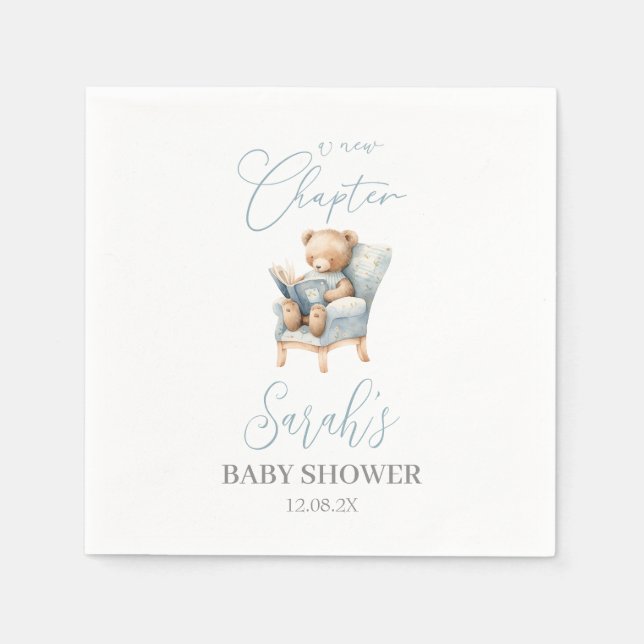 A new Chapter Begins Bear Baby Shower Napkin (Front)