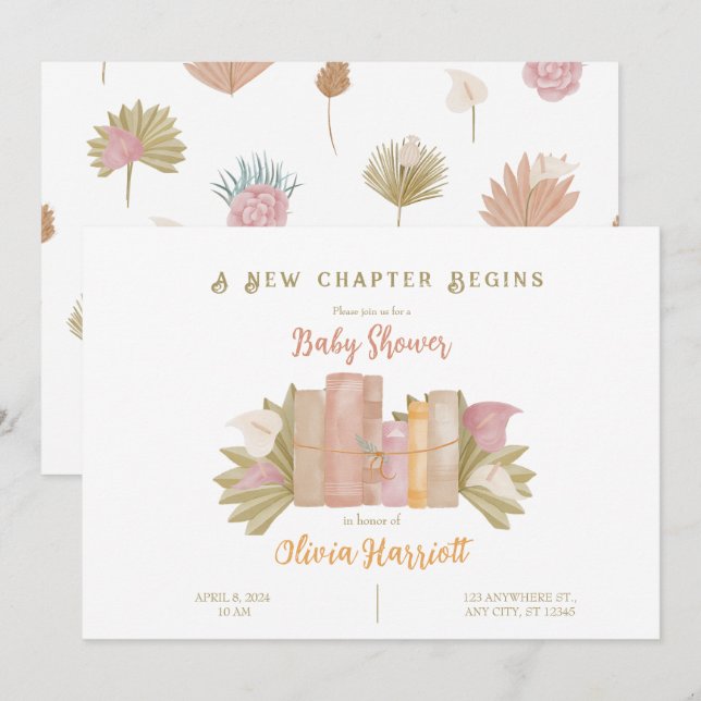 A New Chapter Begins - Boho Style Invitation (Front/Back)