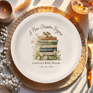 A New Chapter Begins Book Baby Shower Paper Plates