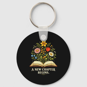 A new chapter begins book lover inspiring readers  keychain