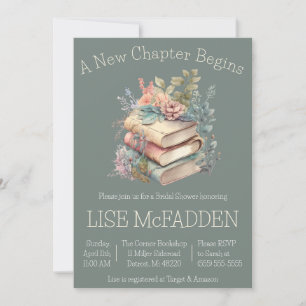 A New Chapter Begins, Book Theme Bridal Shower Invitation