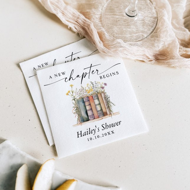 A New Chapter Begins, Book Theme Bridal Shower Napkin (Creator Uploaded)