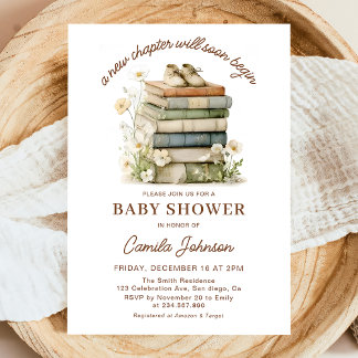 A New Chapter Begins Books Baby Shower Invitation