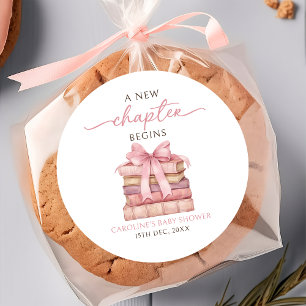 A New Chapter Begins Books Baby Shower Sticker