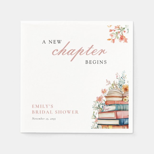 A New Chapter Begins Books Bridal Shower Napkin (Front)