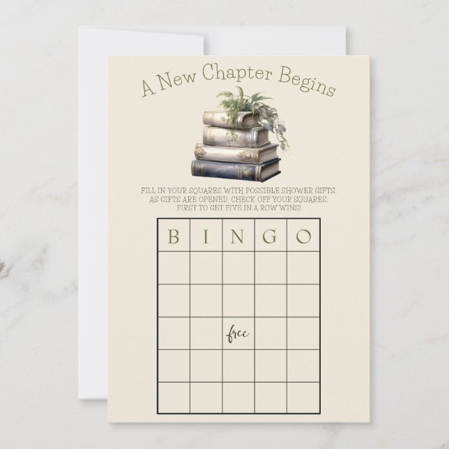 A New Chapter Begins! Bridal Shower BINGO game  Invitation (Front)
