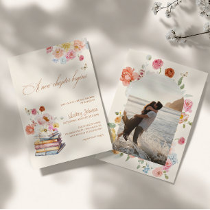 A New Chapter Begins Bridal Shower Floral Photo Invitation