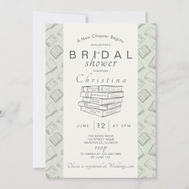A New Chapter Begins Bridal Shower Invitation (Front)