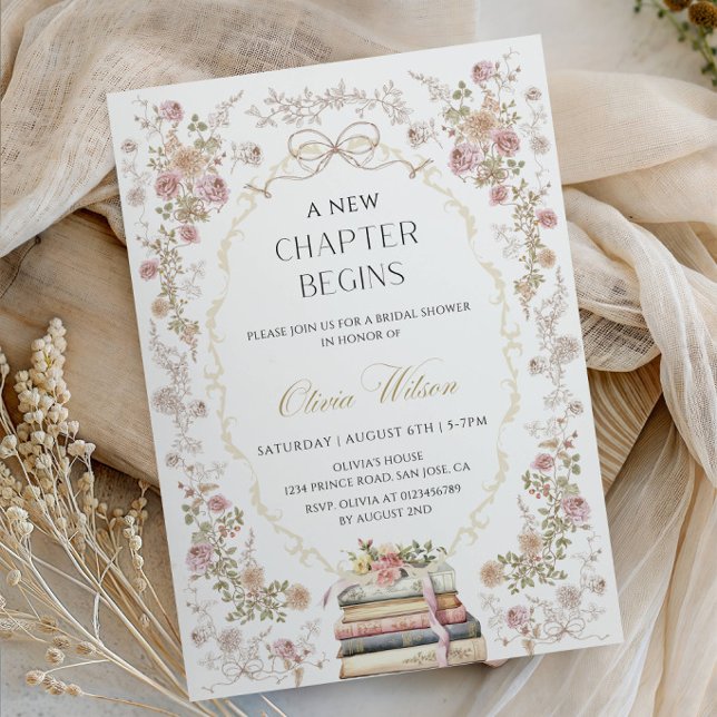 A New Chapter Begins Bridal Shower Party Invitation (Creator Uploaded)