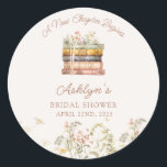 A New Chapter Begins Bridal Shower Round Sticker<br><div class="desc">Celebrate love and new beginnings with our "A New Chapter Begins Bridal Shower Round Sticker"! Perfect for book lovers and those who appreciate the beauty of nature, this invitation features a delicate blend of wildflowers and a charming book theme, setting the stage for a storybook celebration. Let your guests know...</div>