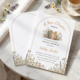 A New Chapter Begins Chic Book Gold Invitation