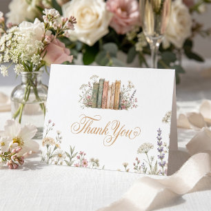 A New Chapter Begins Chic Book Gold Thank You Card