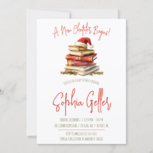 A New Chapter Begins, Christmas Theme Baby Shower Invitation