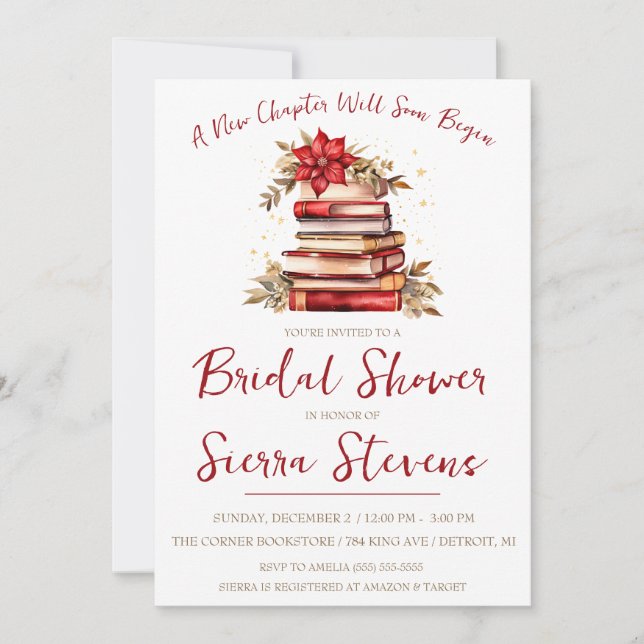 A New Chapter Begins,Christmas Theme Bridal Shower Invitation (Front)