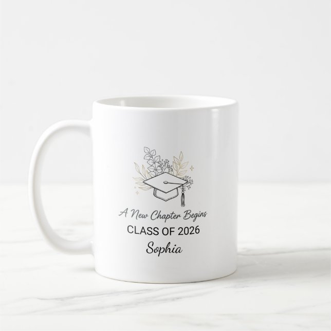 A New Chapter Begins Class of 2026 Personalized Coffee Mug (Left)