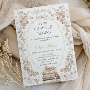 A New Chapter Begins - Elegant Bridal Shower Party Invitation