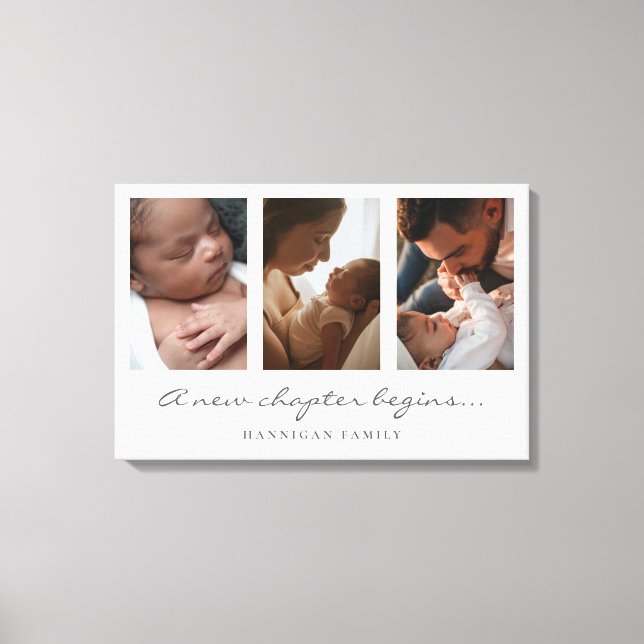 A New Chapter Begins Family Multi Photo Script Canvas Print (Front)