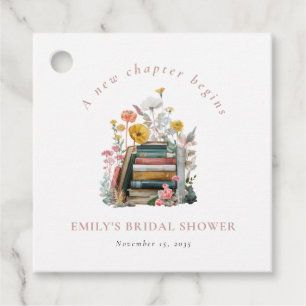 A New Chapter Begins Floral Books Bridal Shower Favour Tags