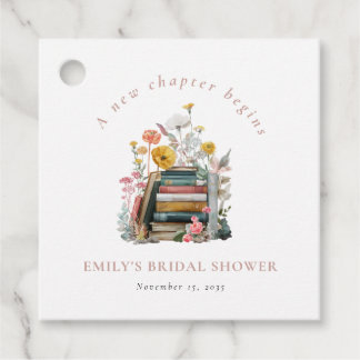A New Chapter Begins Floral Books Bridal Shower Favour Tags