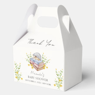A New Chapter Begins Floral Hedgehog Baby Shower Favor Box