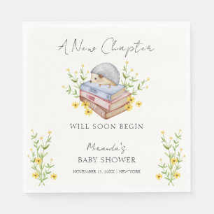 A New Chapter Begins Floral Hedgehog Baby Shower  Napkin